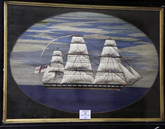 A 19th century woolwork panel, overall 26.5 x 20.5in.